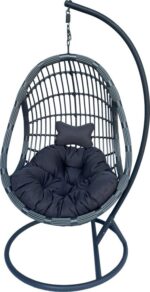 Κούνια φωλιά με βάση Cungo pakoworld μέταλλο ανθρακί pe rattan σε γκρι απόχρωση 125x105x195εκ - Image 3