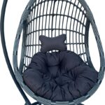 Κούνια φωλιά με βάση Cungo pakoworld μέταλλο ανθρακί pe rattan σε γκρι απόχρωση 125x105x195εκ - Image 5