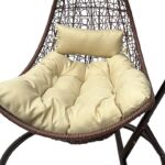 Κούνια φωλιά με βάση Soleil pakoworld μέταλλο καφέ- pe rattan καφέ με μπεζ μαξιλάρι 120x95x195εκ - Image 3
