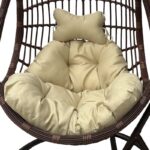 Κούνια φωλιά με βάση Cungo pakoworld μέταλλο καφέ- pe rattan καφέ με μπεζ μαξιλάρι 125x105x195εκ - Image 3