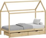 Παιδικό κρεβάτι Mellin τ. Montessori με 2 συρτάρια pakoworld ξύλο πεύκου σε φυσική απόχρωση 90x190εκ - Image 2