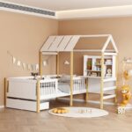Παιδικό κρεβάτι Bedria pakoworld τ. Montessori ξύλο σε λευκή-φυσική απόχρωση 90x190εκ - Image 2