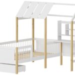 Παιδικό κρεβάτι Bedria pakoworld τ. Montessori ξύλο σε λευκή-φυσική απόχρωση 90x190εκ