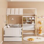 Παιδικό κρεβάτι Bedria pakoworld τ. Montessori ξύλο σε λευκή-φυσική απόχρωση 90x190εκ - Image 4