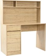 Γραφείο εργασίας Secreta pakoworld με ράφι σε oak απόχρωση 110x50x135εκ