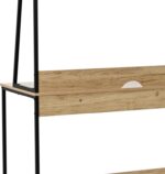Γραφείο εργασίας Herbey pakoworld με ράφια σε oak απόχρωση με πόδι μαύρο μέταλλο 100x48x139εκ - Image 5