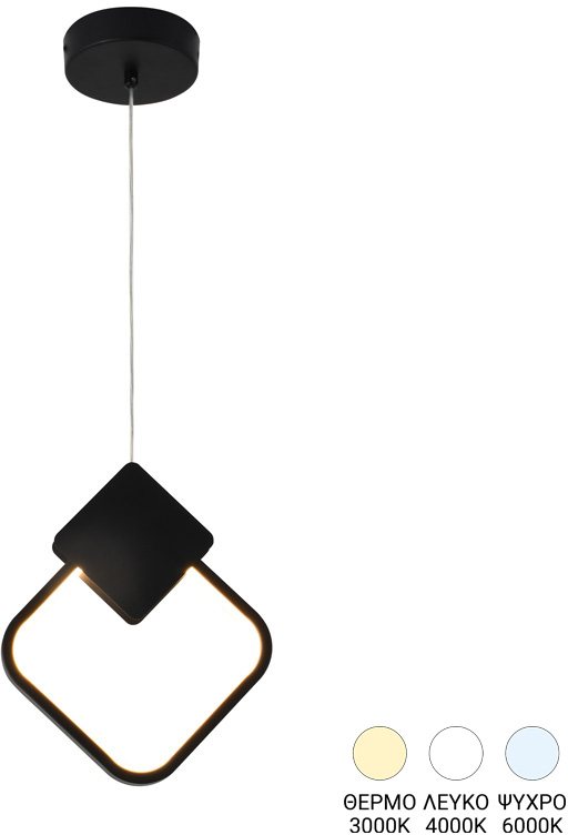 377-000007 Φωτιστικό οροφής led Gardio I pakoworld μέταλλο σε μαύρη απόχρωση 23x2x23εκ - Image 1