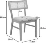 Καρέκλα Raffles pakoworld rubberwood με pe rattan και γκρι μπεζ ύφασμα 47x48x83.5εκ - Image 2