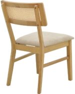 Καρέκλα Raffles pakoworld rubberwood με pe rattan και γκρι μπεζ ύφασμα 47x48x83.5εκ - Image 3