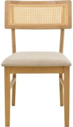 Καρέκλα Raffles pakoworld rubberwood με pe rattan και γκρι μπεζ ύφασμα 47x48x83.5εκ - Image 5
