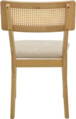 Καρέκλα Raffles pakoworld rubberwood με pe rattan και γκρι μπεζ ύφασμα 47x48x83.5εκ - Image 6