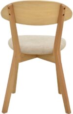 Καρέκλα Canon pakoworld rubberwood σε φυσική απόχρωση με γκρι μπεζ ύφασμα 43x52x83,5εκ - Image 6