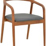 Πολυθρόνα Hogie pakoworld rubberwood καρυδί- μαύρο pu μαξιλάρι 61x60x76εκ