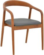 Πολυθρόνα Hogie pakoworld rubberwood καρυδί- μαύρο pu μαξιλάρι 61x60x76εκ