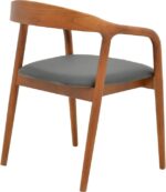 Πολυθρόνα Hogie pakoworld rubberwood καρυδί- μαύρο pu μαξιλάρι 61x60x76εκ - Image 3