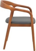 Πολυθρόνα Hogie pakoworld rubberwood καρυδί- μαύρο pu μαξιλάρι 61x60x76εκ - Image 4