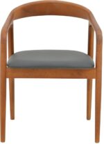 Πολυθρόνα Hogie pakoworld rubberwood καρυδί- μαύρο pu μαξιλάρι 61x60x76εκ - Image 5