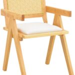 Πολυθρόνα Winslow pakoworld rubberwood σε φυσική απόχρωση-ύφασμα λευκό 51x54x80εκ
