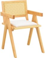 Πολυθρόνα Winslow pakoworld rubberwood σε φυσική απόχρωση-ύφασμα λευκό 51x54x80εκ