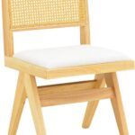 Καρέκλα Winslow pakoworld rubberwood σε φυσική απόχρωση-ύφασμα λευκό 46x58x80εκ