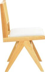 Καρέκλα Winslow pakoworld rubberwood σε φυσική απόχρωση-ύφασμα λευκό 46x58x80εκ - Image 4