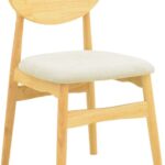Καρέκλα Cardith pakoworld rubberwood-plywood σε φυσική απόχρωση-ύφασμα γκρι-μπεζ 48x51x78εκ