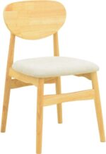 Καρέκλα Cardith pakoworld rubberwood-plywood σε φυσική απόχρωση-ύφασμα γκρι-μπεζ 48x51x78εκ