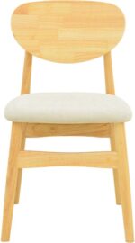 Καρέκλα Cardith pakoworld rubberwood-plywood σε φυσική απόχρωση-ύφασμα γκρι-μπεζ 48x51x78εκ - Image 5