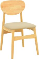 Καρέκλα Cardith pakoworld rubberwood-plywood σε φυσική απόχρωση-pu μπεζ 48x51x78εκ
