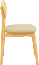 Καρέκλα Cardith pakoworld rubberwood-plywood σε φυσική απόχρωση-pu μπεζ 48x51x78εκ - Image 4