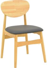 Καρέκλα Cardith pakoworld rubberwood-plywood σε φυσική απόχρωση-pu μαύρο 48x51x78εκ