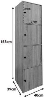 Ντουλάπι-στήλη Gabino pakoworld σε sonoma απόχρωση 40x39x158εκ - Image 5