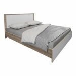 Κρεβάτι Athos pakoworld σε sonoma-λευκό απόχρωση 160x200εκ