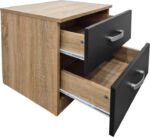 Κομοδίνο Athos pakoworld σε sonoma-ανθρακί απόχρωση 48x40x41.5εκ - Image 2