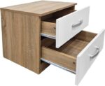 Κομοδίνο Athos pakoworld σε sonoma-λευκή απόχρωση 48x40x41.5εκ - Image 2