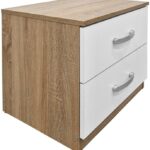 Κομοδίνο Athos pakoworld σε sonoma-λευκή απόχρωση 48x40x41.5εκ