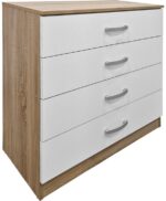 Συρταριέρα Athos pakoworld σε sonoma-λευκή απόχρωση 80x40x79εκ