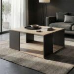 Τραπέζι σαλονιού Zelegan pakoworld sonoma-ανθρακί 90x90x44.5εκ