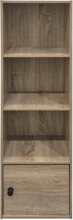 Βιβλιοθήκη-στήλη Lenobia pakoworld με ντουλάπι sonoma 30.5x24x95εκ - Image 3