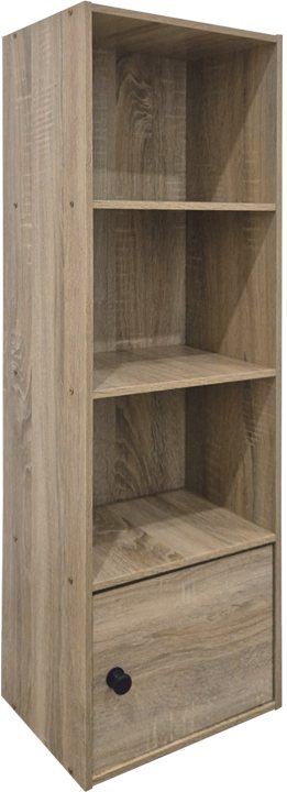 383-000143 Βιβλιοθήκη-στήλη Lenobia pakoworld με ντουλάπι sonoma 30.5x24x95εκ - Image 1