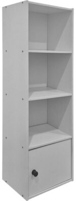 Βιβλιοθήκη-στήλη Lenobia pakoworld με ντουλάπι λευκό 30.5x24x95εκ