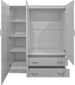 Ντουλάπα τρίφυλλη με 2 συρτάρια Alvia pakoworld λευκή 150x51x180εκ - Image 2