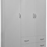 Ντουλάπα τρίφυλλη με 2 συρτάρια Alvia pakoworld λευκή 150x51x180εκ