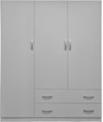 Ντουλάπα τρίφυλλη με 2 συρτάρια Alvia pakoworld λευκή 150x51x180εκ - Image 3