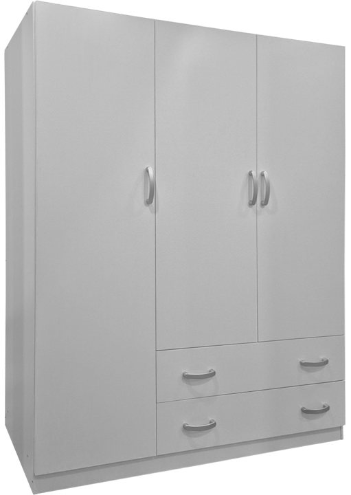383-000161 Ντουλάπα τρίφυλλη με 2 συρτάρια Alvia pakoworld λευκή 150x51x180εκ - Image 1