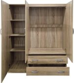 Ντουλάπα τρίφυλλη με 2 συρτάρια Alvia pakoworld sonoma 150x51x180εκ - Image 2