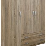 Ντουλάπα τρίφυλλη με 2 συρτάρια Alvia pakoworld sonoma 150x51x180εκ