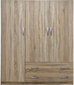 Ντουλάπα τρίφυλλη με 2 συρτάρια Alvia pakoworld sonoma 150x51x180εκ - Image 3