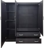 Ντουλάπα τρίφυλλη με 2 συρτάρια Alvia pakoworld wenge150x51x180εκ - Image 2