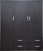 Ντουλάπα τρίφυλλη με 2 συρτάρια Alvia pakoworld wenge150x51x180εκ - Image 3
